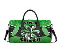 Mintoprints Sacs de sport personnalisés pour pom-pom girls Sac de sport Sac de sport Sac de voyage Sac de voyage Sac de voyage Sac de week-end, Paillettes vert foncé, 17.4"x8.3"x9.5", Pom-pom girl