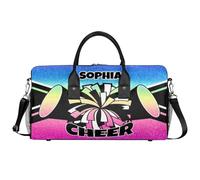 Mintoprints Sacs de sport personnalisés pour pom-pom girls Sac de sport Sac de sport Sac de voyage Sac de voyage Sac de voyage Sac de week-end, Dégradé bleu rose, 17.4"x8.3"x9.5", Pom-pom girl