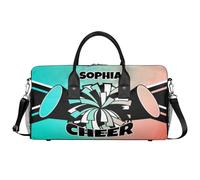 Mintoprints Sacs de sport personnalisés pour pom-pom girls Sac de sport Sac de sport Sac de voyage Sac de voyage Sac de voyage Sac de week-end, Vert/rouge., 17.4"x8.3"x9.5", Pom-pom girl