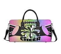 Mintoprints Sacs de sport personnalisés pour pom-pom girls Sac de sport Sac de sport Sac de voyage Sac de voyage Sac de voyage Sac de week-end, Arc-en-ciel pailleté rose, 17.4"x8.3"x9.5", Pom-pom girl