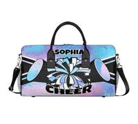 Mintoprints Sacs de sport personnalisés pour pom-pom girls Sac de sport Sac de sport Sac de voyage Sac de voyage Sac de voyage Sac de week-end, Bleu Rose, 17.4"x8.3"x9.5", Pom-pom girl