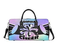 Mintoprints Sacs de sport personnalisés pour pom-pom girls Sac de sport Sac de sport Sac de voyage Sac de voyage Sac de voyage Sac de week-end, violet/bleu, 17.4"x8.3"x9.5", Pom-pom girl