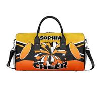 Mintoprints Sacs de sport personnalisés pour pom-pom girls Sac de sport Sac de sport Sac de voyage Sac de voyage Sac de voyage Sac de week-end, Jaune/orange., 17.4"x8.3"x9.5", Pom-pom girl