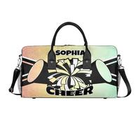 Mintoprints Sacs de sport personnalisés pour pom-pom girls Sac de sport Sac de sport Sac de voyage Sac de voyage Sac de voyage Sac de week-end, Arc-en-ciel, jaune, vert, 17.4"x8.3"x9.5", Pom-pom girl