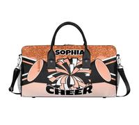 Mintoprints Sacs de sport personnalisés pour pom-pom girls Sac de sport Sac de sport Sac de voyage Sac de voyage Sac de voyage Sac de week-end, Paillettes oranges, 17.4"x8.3"x9.5", Pom-pom girl
