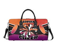 Mintoprints Sacs de sport personnalisés pour pom-pom girls Sac de sport Sac de sport Sac de voyage Sac de voyage Sac de voyage Sac de week-end, Orange violet., 17.4"x8.3"x9.5", Pom-pom girl