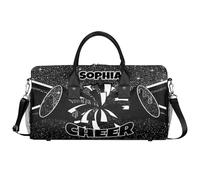 Mintoprints Sacs de sport personnalisés pour pom-pom girls Sac de sport Sac de sport Sac de voyage Sac de voyage Sac de voyage Sac de week-end, Gouttes à paillettes noires, 17.4"x8.3"x9.5", Pom-pom