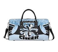 Mintoprints Sacs de sport personnalisés pour pom-pom girls Sac de sport Sac de sport Sac de voyage Sac de voyage Sac de voyage Sac de week-end, Bleu clair pailleté, 17.4"x8.3"x9.5", Pom-pom girl