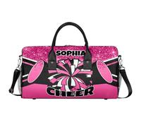 Mintoprints Sacs de sport personnalisés pour pom-pom girls Sac de sport Sac de sport Sac de voyage Sac de voyage Sac de voyage Sac de week-end, Paillettes rose foncé, 17.4"x8.3"x9.5", Pom-pom girl