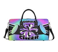 Mintoprints Sacs de sport personnalisés pour pom-pom girls Sac de sport Sac de sport Sac de voyage Sac de voyage Sac de voyage Sac de week-end, violet/rose, 17.4"x8.3"x9.5", Pom-pom girl