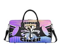 Mintoprints Sacs de sport personnalisés pour pom-pom girls Sac de sport Sac de sport Sac de voyage Sac de voyage Sac de voyage Sac de week-end, Bleu clair et violet, 17.4"x8.3"x9.5", Pom-pom girl