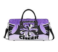 Mintoprints Sacs de sport personnalisés pour pom-pom girls Sac de sport Sac de sport Sac de voyage Sac de voyage Sac de voyage Sac de week-end, Violet pailleté, 17.4"x8.3"x9.5", Pom-pom girl