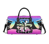 Mintoprints Sacs de sport personnalisés pour pom-pom girls Sac de sport Sac de sport Sac de voyage Sac de voyage Sac de voyage Sac de week-end, Paillettes roses et bleues, 17.4"x8.3"x9.5", Pom-pom