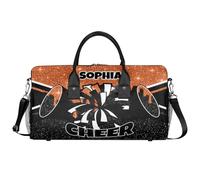 Mintoprints Sacs de sport personnalisés pour pom-pom girls Sac de sport Sac de sport Sac de voyage Sac de voyage Sac de voyage Sac de week-end, Gouttes pailletées orange, 17.4"x8.3"x9.5", Pom-pom girl