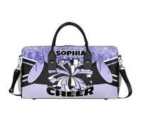 Mintoprints Sacs de sport personnalisés pour pom-pom girls Sac de sport Sac de sport Sac de voyage Sac de voyage Sac de voyage Sac de week-end, violet clair, 17.4"x8.3"x9.5", Pom-pom girl