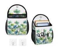 Mintoprints Shamrock Clover Leaves Sac de rangement à suspendre au mur St Patricks Day Sac de rangement mural avec poche Support mural Tissu Panier d'organisation pour salle de bain, cuisine, chambre