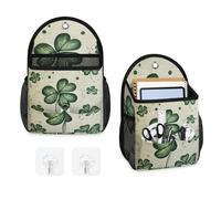 Mintoprints Shamrock Clover St Patricks Day Lot de 2 sacs de rangement tenture murale Sac de rangement suspendu avec poche Sac de rangement en tissu Panier pour cuisine, organisation de la salle de