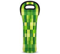 Mintoprints St Patricks Day Sac fourre-tout vert trèfle à quatre feuilles à carreaux 1 bouteille néoprène vin sac fourre-tout porte-bouteille de vin pour voyage, pique-nique, fête