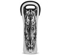 Mintoprints Tiger Sac de transport de vin en néoprène noir et blanc pour 1 bouteille de vin pour voyage, pique-nique, fête