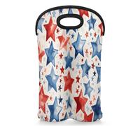 Mintoprints USA Stars Sac fourre-tout en néoprène pour 2 bouteilles de vin 4 juillet Sac isotherme pour voyage, pique-nique, fête