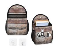 Mintoprints Vieille porte de grange en bois, sac de rangement à suspendre au mur, sac de rangement avec poche, support mural, panier de rangement en tissu pour salle de bain, cuisine, chambre à