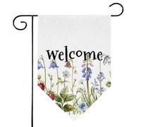 Mintoprints Wildflower Drapeau de jardin de bienvenue d'été 30,5 x 45,7 cm Double face Fleur de fraise en pastille Décoration extérieure