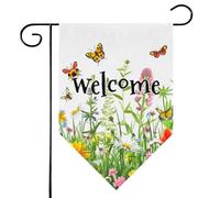 Mintoprints Wildflowers Drapeau de jardin de bienvenue floral 30,5 x 45,7 cm Double face Fleurs printanières Motif pastille saisonnière