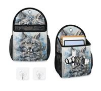 Mintoprints Wolf Lot de 2 sacs de rangement muraux à suspendre avec poche en tissu pour cuisine, salle de bain