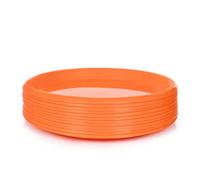 Mintra Home Lot de 12 Assiettes en Plastique Réutilisables Rondes, 25.4 cm, Sans BPA, Passant au Micro-ondes et au Lave-vaisselle pour Fête, Cuisine, Dîner et Déjeuner (Orange)