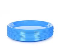 Mintra Home Lot de 12 Assiettes en Plastique Réutilisables Rondes, 25.4 cm, Sans BPA, Passant au Micro-ondes et au Lave-vaisselle pour Fête, Cuisine, Dîner et Déjeuner (Bleu)