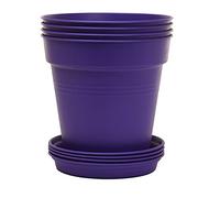 Mintra Home Lot de 4 Pots de Fleurs et Herbes aromatiques pour l'intérieur et l'extérieur Colorés en Vrac Violet 19 cm de diamètre