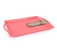 Mintra Home Plateau De Service Résistant en Plastique, Plateau Plastique Rectangulaire, Incassable, sans BPA, Convient Au Micro-Onde/Lave-vaiselle, Cuisine, Fête, Pique-Nique, 44.5x32cm, (Corail)