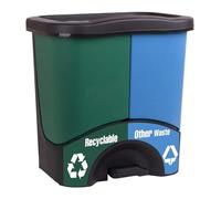 Mintra Poubelle Tri Sélectif, Poubelle Cuisine, Poubelle Plastique, Double Compartiments, Amovibles, Déchets et Recyclage, Corbeille Papier | Capacité de 12L| 44.5H x 44.4L x 33.2P| Vert/Bleu