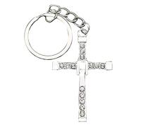 MINTUAN Fast and Furious 8 Porte-clés Croix Dominic Argent Couleur Zircon Cubique Cristal Porte-clés Porte-clés Cadeau