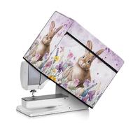 Mintulipy Housse de machine à coudre motif lapin et fleur - Intérieur entièrement rembourré - Convient à la plupart des machines à coudre standard - Tissu lavable en machine