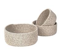 MINTWOOD Design Lot de 3 bols gigognes en corde de coton, petits paniers de placard mignons et bacs pour étagères, mini panier de table pour petits accessoires, marron clair