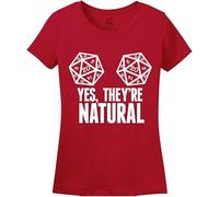 Minty Tees Women's Yes They're Natural D&D T ShirtRed Manches Courtes(Medium)