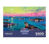 Minuit de la Nuit de mi-été dans l'archipel suédois Puzzle en Bois Imperméable DIY Puzzles De 1000 Pièces pour Adultes Coloré De Décoration pour La Maison