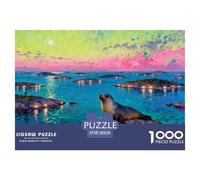 Minuit de la Nuit de mi-été dans l'archipel suédois Puzzle en Bois Imperméable Puzzles De 1000 Pièces pour Adultes Amusant De Décoration pour La Maison
