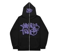 Minus-Two Sweat à capuche cargo pour homme Minus-Two Y2K Sweat à capuche Hip Hop Streetwear Urban Pull unisexe décontracté vintage Streetwear Veste manteau pour filles et garçons, violet, XL