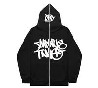 Minus Two Y2K Sweat à capuche cargo pour homme Baggy Hip Hop Streetwear Urban Pull unisexe décontracté à manches longues Veste classique pour homme Imprimé Unisexe, Blanc., S