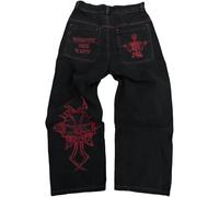Minus Twos Cargo Baggy Jeans Hommes, Jean Large Y2k Imprimé Hip Hop Combat Streewear Vintage Lâche Pantalon Homme Jeans Décontracté Parfait pour L'école Adolescent Les Courses De Rue
