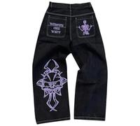 Minus Twos Cargo Baggy Jeans Hommes, Jean Large Y2k Imprimé Hip Hop Combat Streewear Vintage Lâche Pantalon Homme Jeans Décontracté Parfait pour L'école Adolescent Les Courses De Rue