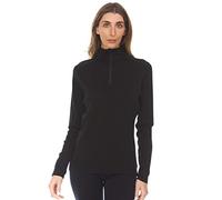 Minus33 Merino Wool 100% Laine mérinos - Col Montant à Fermeture éclair ¼ mi-épais pour Femme - Couche intermédiaire - Noir - 3XL
