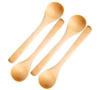 Minuscules cuillères en bois, petites cuillères en bois, 4pcs 5.1x1.2 Mini, scoop portable pour sucre/gommages/épices/crème glacée/sels de bain/café/thé, scoop
