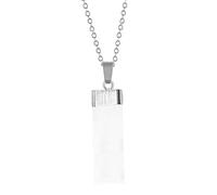 MINUSE Colliers Pendentif En Pierre De Gypse Brut Naturel Collier Pendentif Yoga En Cristal De Sélénite Blanc Accessoires De Bijoux,Argent