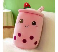 MINUSE Peluche Bubble Tea,Peluche Kawaii,Bubble Tea Cup,Thé au Lait Poupée à thé Coussin pour Enfants Jouet en Peluche Jouet d'anniversaire pour Filles Enfants (Couleur Rose, 35cm)