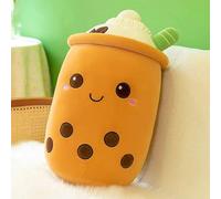 MINUSE Peluche Bubble Tea,Peluche Kawaii,Bubble Tea Cup,Thé au Lait Poupée à thé Coussin pour Enfants Jouet en Peluche Jouet d'anniversaire pour Filles Enfants (Le Brun, 35cm)