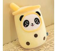 MINUSE Peluche Bubble Tea,Peluche Kawaii,Bubble Tea Cup,Thé au Lait Poupée à thé Coussin pour Enfants Jouet en Peluche Jouet d'anniversaire pour Filles Enfants (Panda géant Jaune, 35cm)