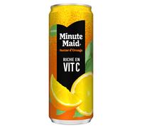 Minute Maid Nectar d?Orange à base de jus concentré Riche en VIT C - Source de vitamines C ? Canettes slim 33 cl - Lot de 24